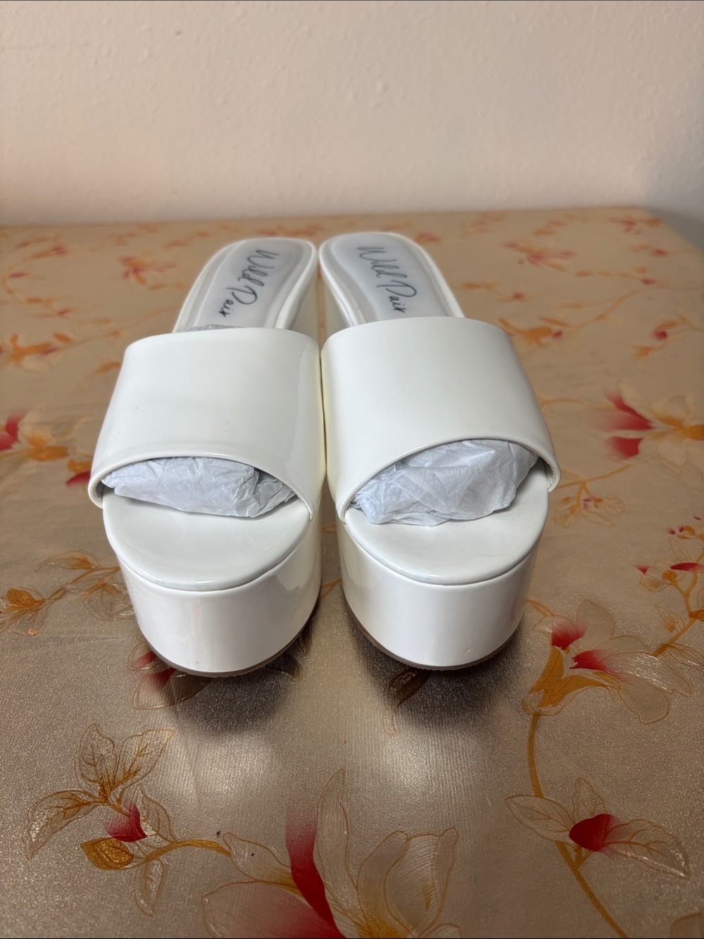 Wild Pair White Platform Slide Sandals